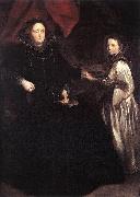 DYCK, Sir Anthony Van Portrait of Porzia Imperiale and Her Daughter fg oil painting on canvas